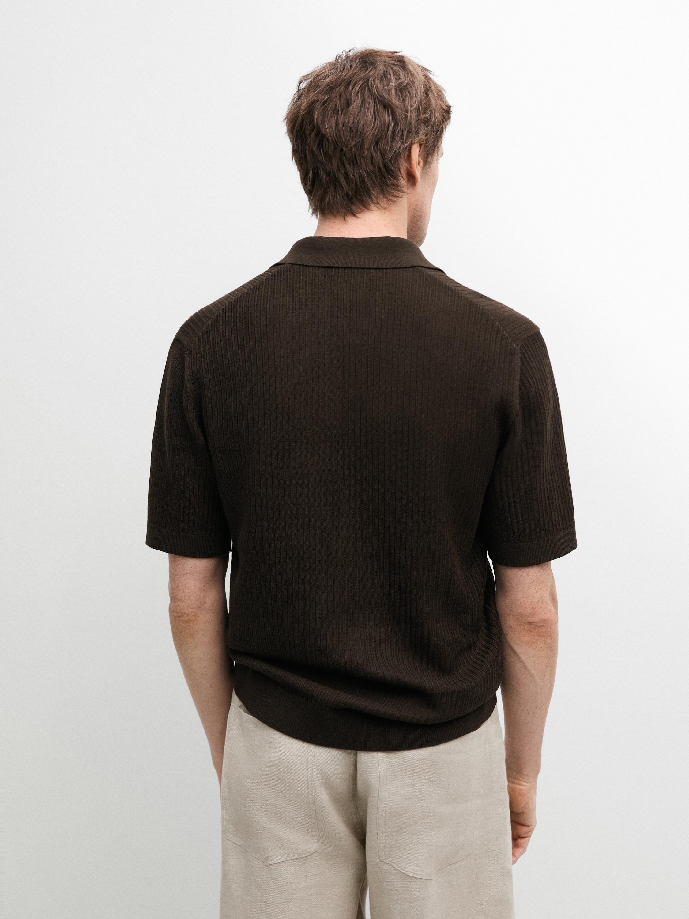 Regular fit cotton knit polo shirt